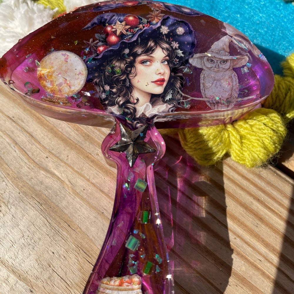 Handmade Resin Mushroom Decor or optional earring display - Picture 2 of 5